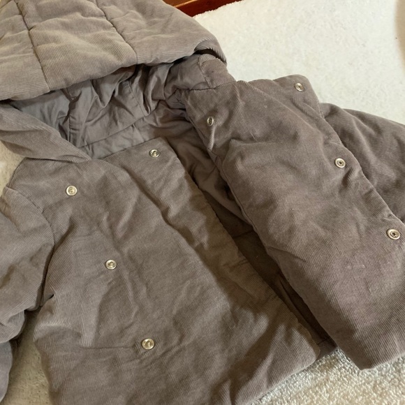 GAP Corduroy Puffer Grey Winter Baby Girl Peacoat - Picture 4 of 6